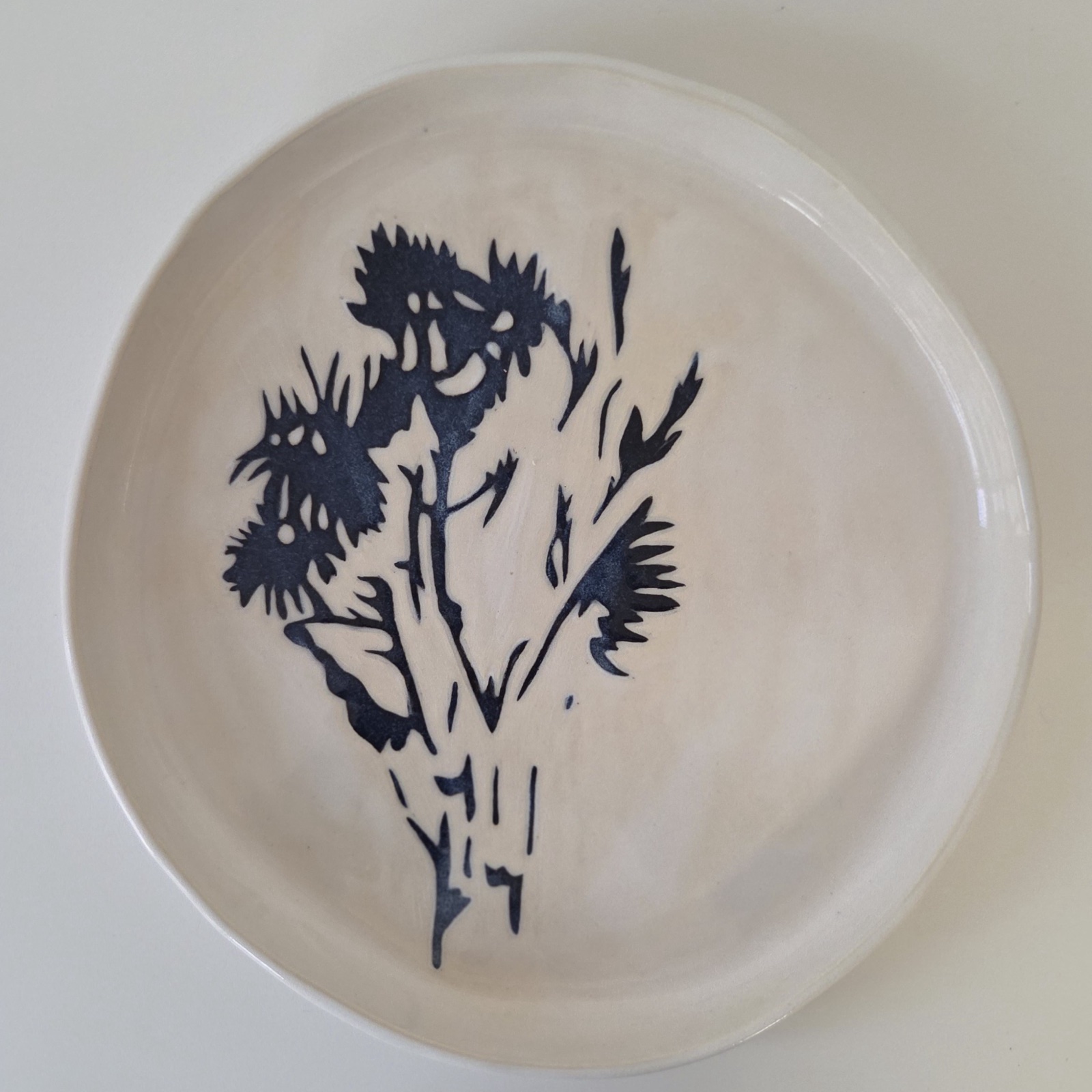Floral Relief - Black & White- Large Blate by Christine Van Ommeren