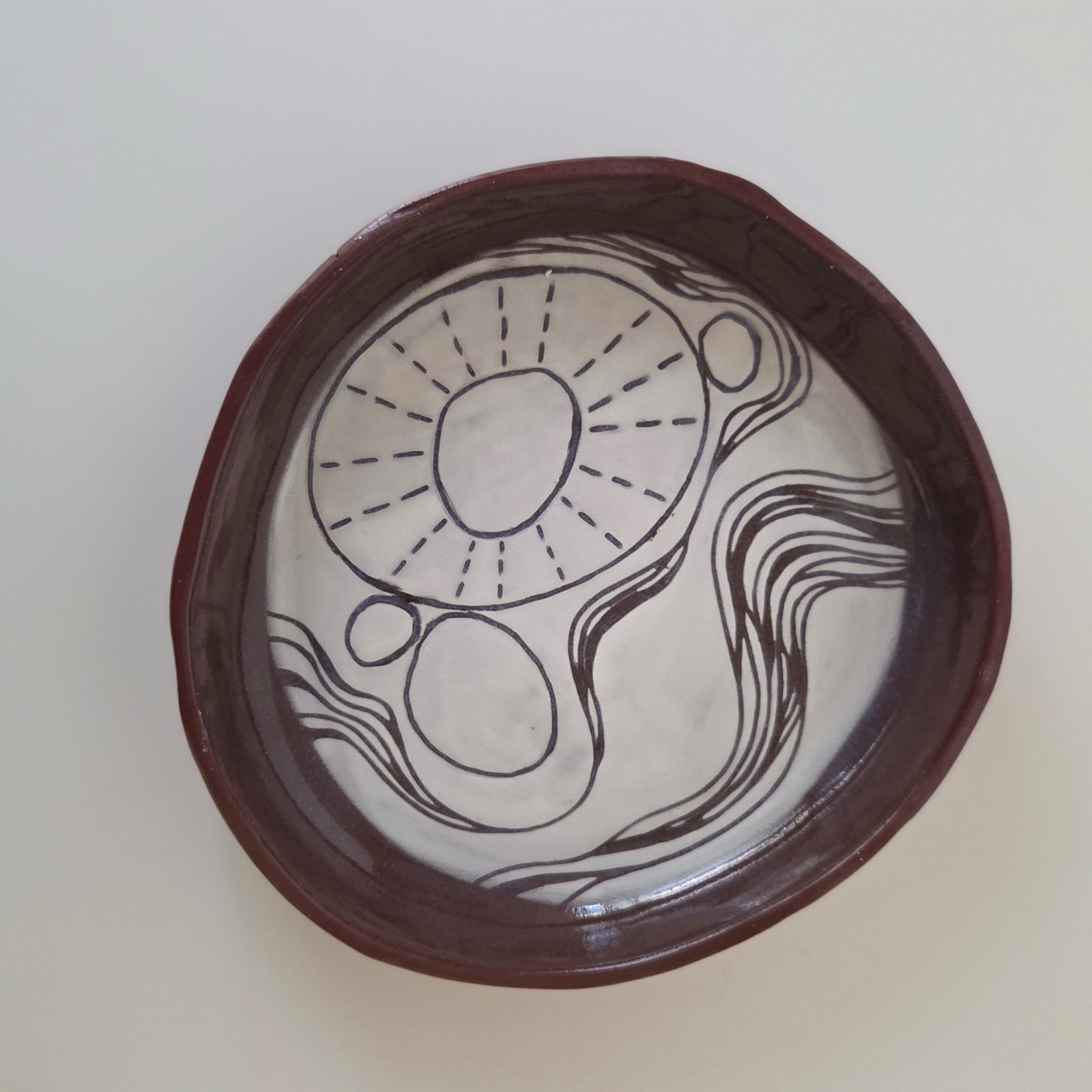Red Sunshine Carve -Small Blate -Clear Rim by Christine Van Ommeren